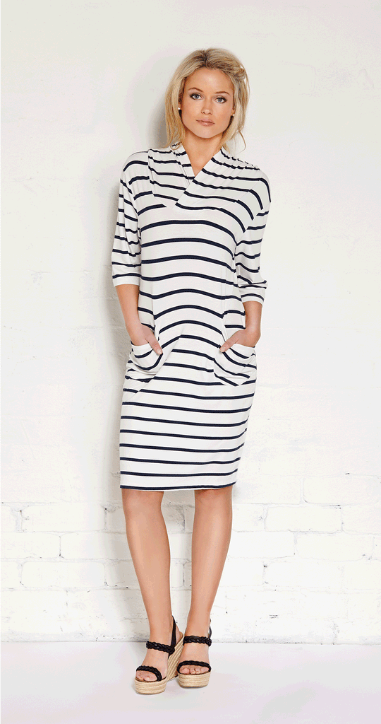 BALMORAL DRESS- CREAM/INDIGO - Sha-de
- 1
