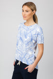 DROP HEM TOP  - BLUE PALM PRINT - Sha-de
 - 2