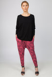 DROP CROTCH PANT  - WATERMELON/BLACK PALM PRINT - Sha-de
 - 1