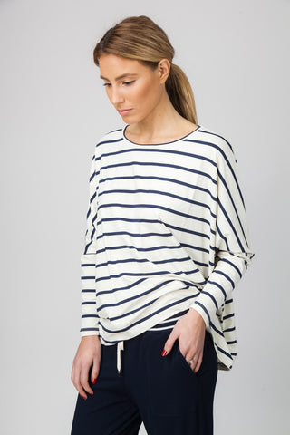 Dolman Top - Cream/Indigo