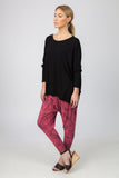 DROP CROTCH PANT  - WATERMELON/BLACK PALM PRINT - Sha-de
 - 2